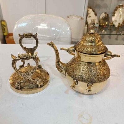 Brass Teapot Hand-Engraved with Elegant Etched Design Tala