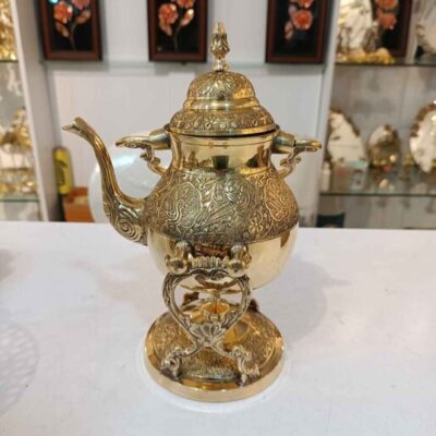 Brass Teapot Hand-Engraved with Elegant Etched Design Tala