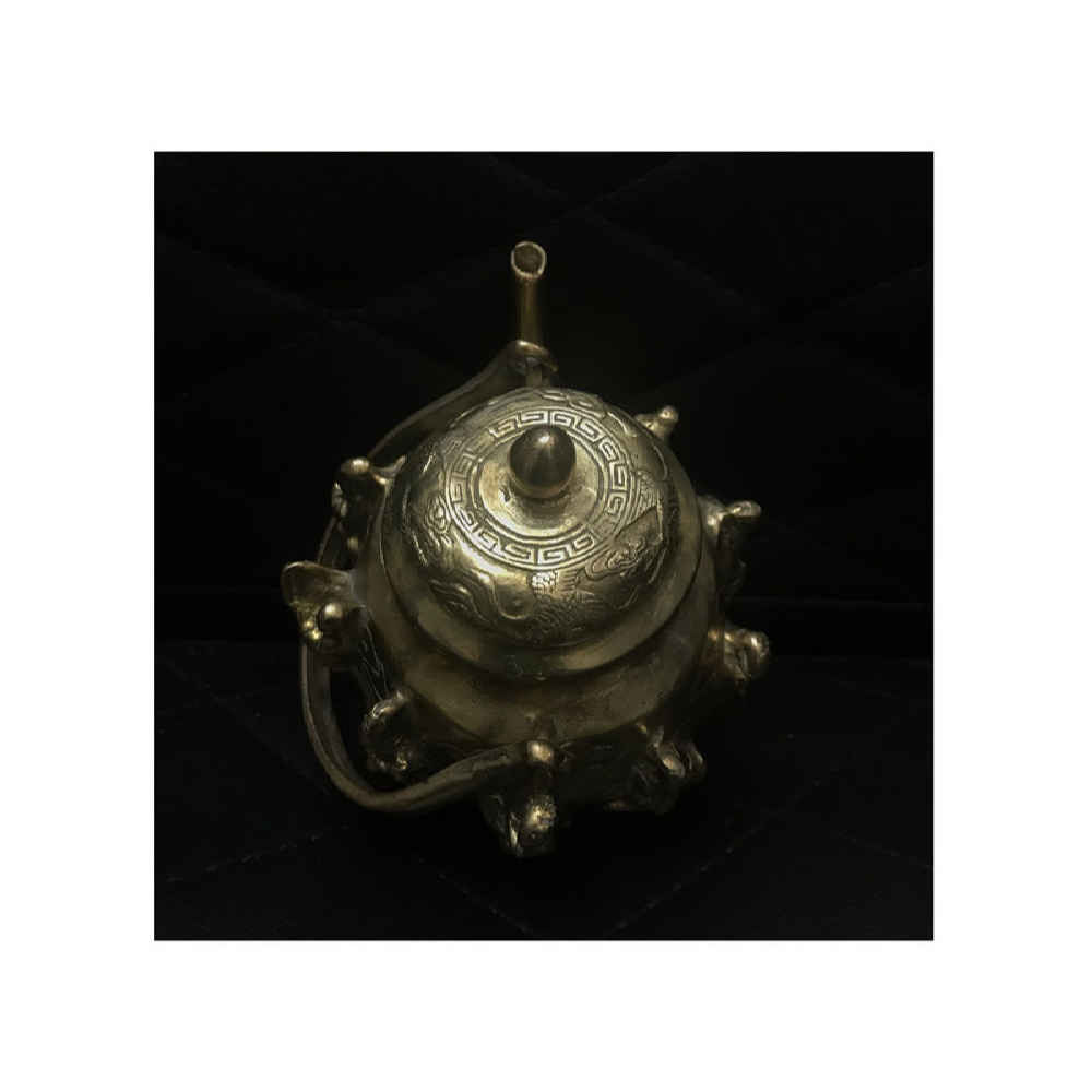 Persian Brass Teapot Handcrafted with Elegant Floral Design Gang