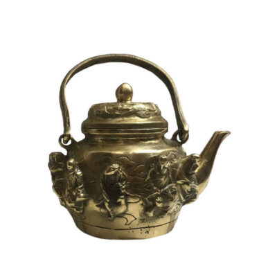 Persian Brass Teapot Handcrafted with Elegant Floral Design Gang