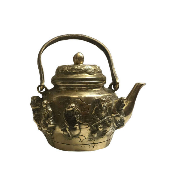 Persian Brass Teapot Handcrafted with Elegant Floral Design Gang