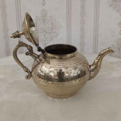 Brass Teapot Hand-Engraved with Elegant Etched Design Bahar