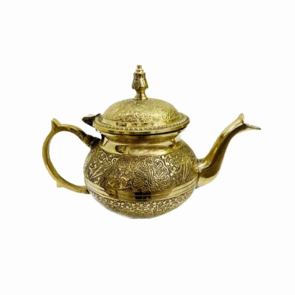 Persian Brass Teapot Handcrafted with Elegant Floral Design Lux
