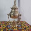 Brass Teapot &amp Warmer Hand-Engraved with Elegant Etched Design Golden
