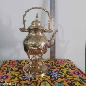 Brass Decorative Teapot With Warmer Model Golden