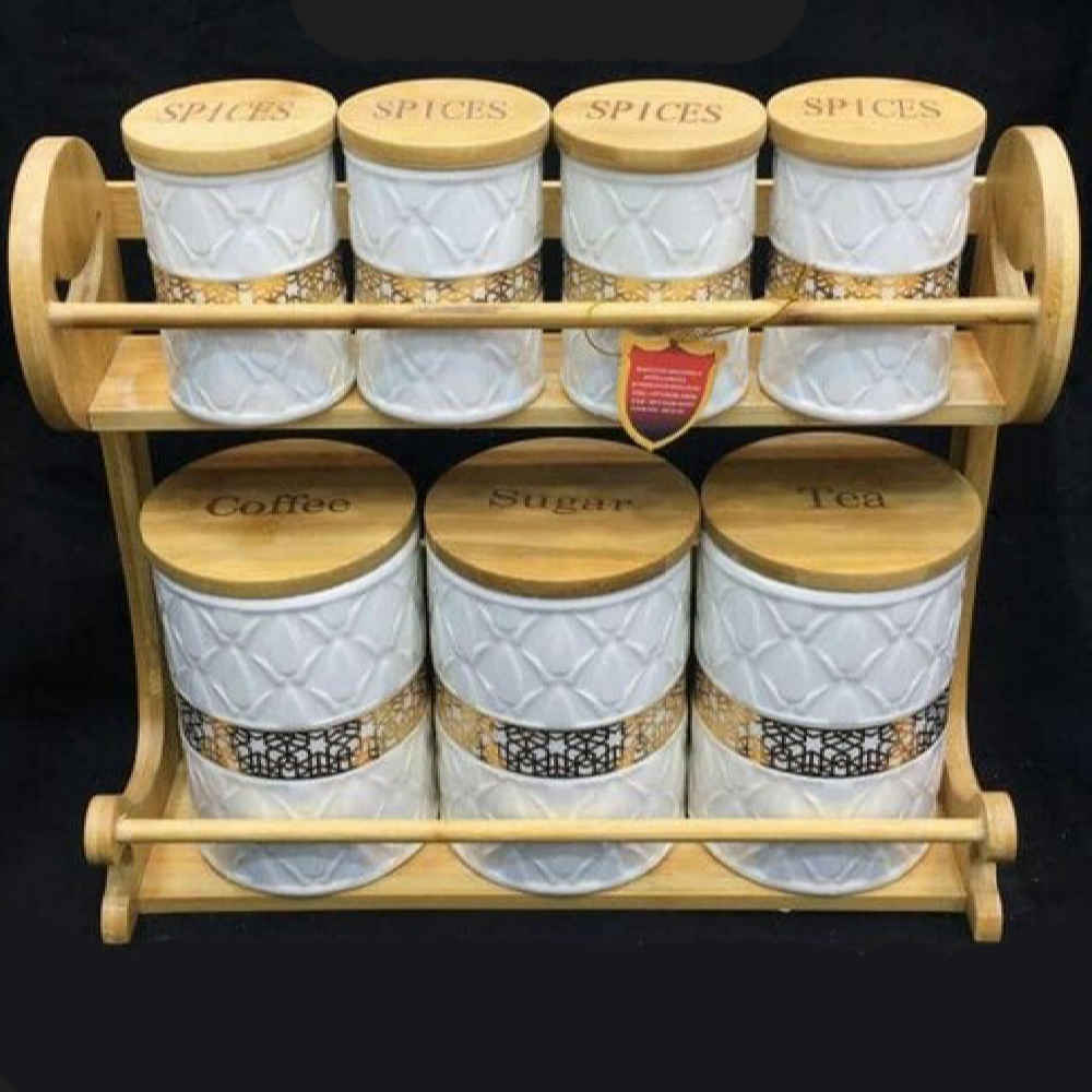 Ceramic Embossed Canister Jar for Kitchen Model Hamta