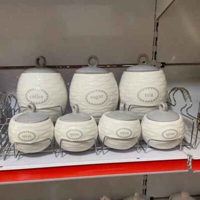 Ceramic Storage Jar – Stylish Storage for Coffee, Tea, & More, Embossed Mastaneh