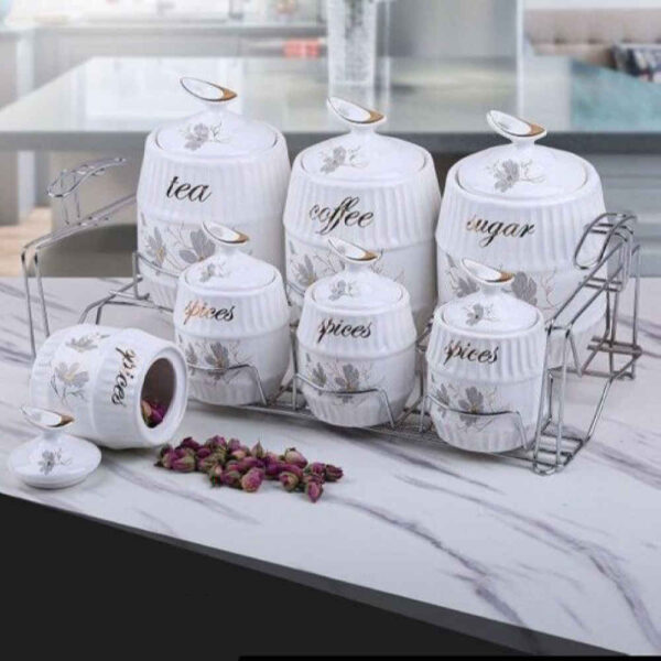 Ceramic Storage Jar - Stylish Storage for Coffee, Tea, & More, Embossed Rahyab