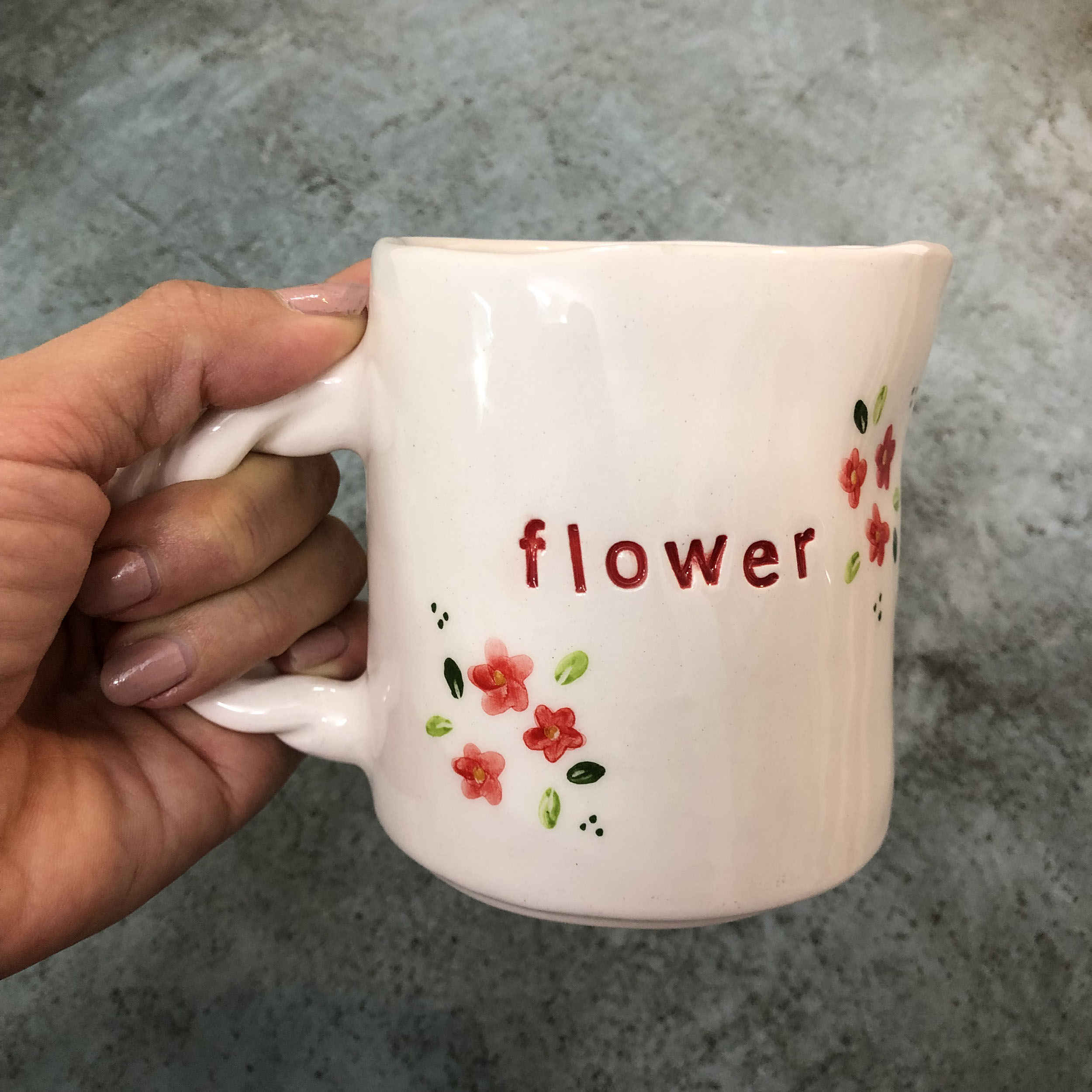 Handcrafted Pottery Pitcher with Flower Pattern Model Mini