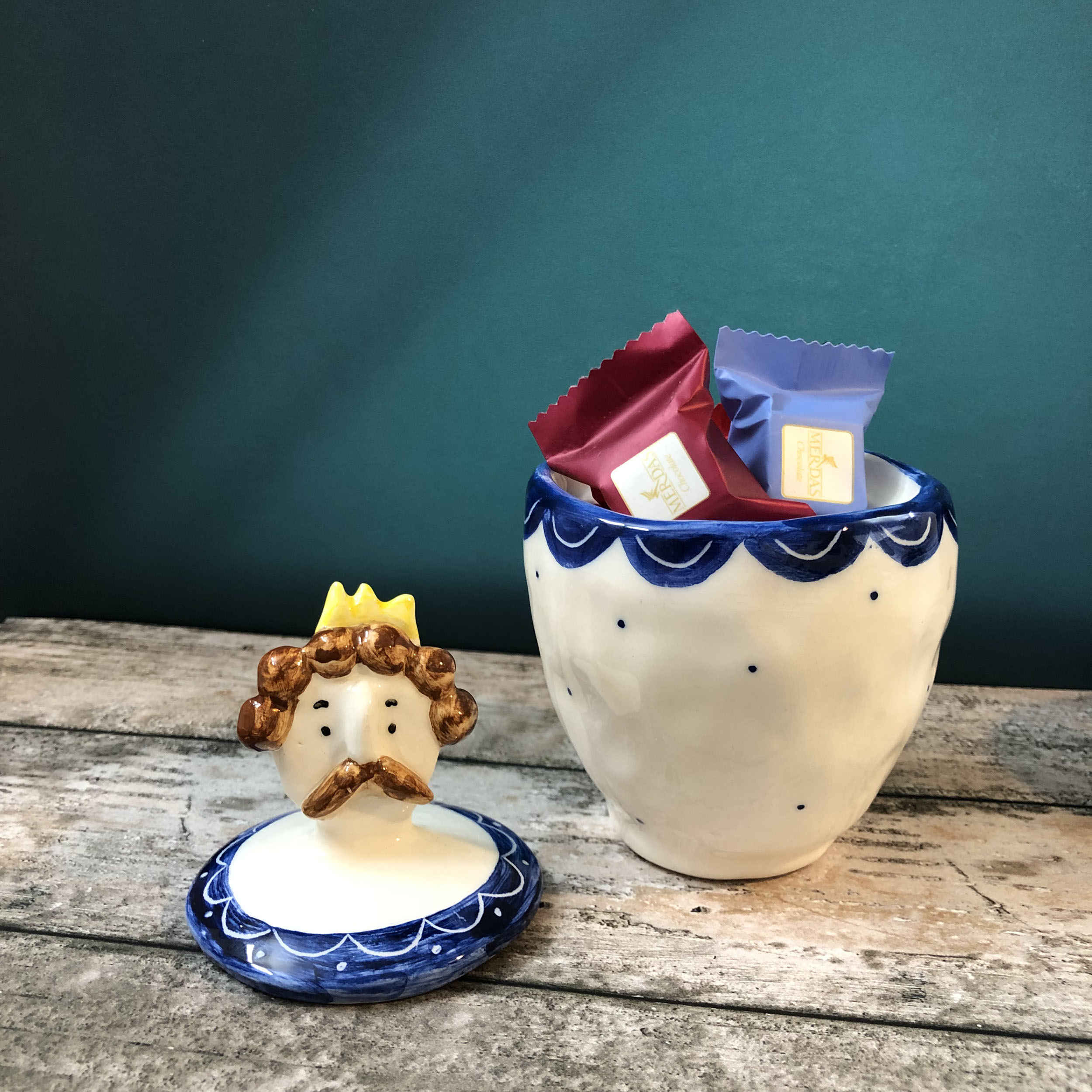 Ceramic Sugar Bowl with Lid Artistic Style Doll King