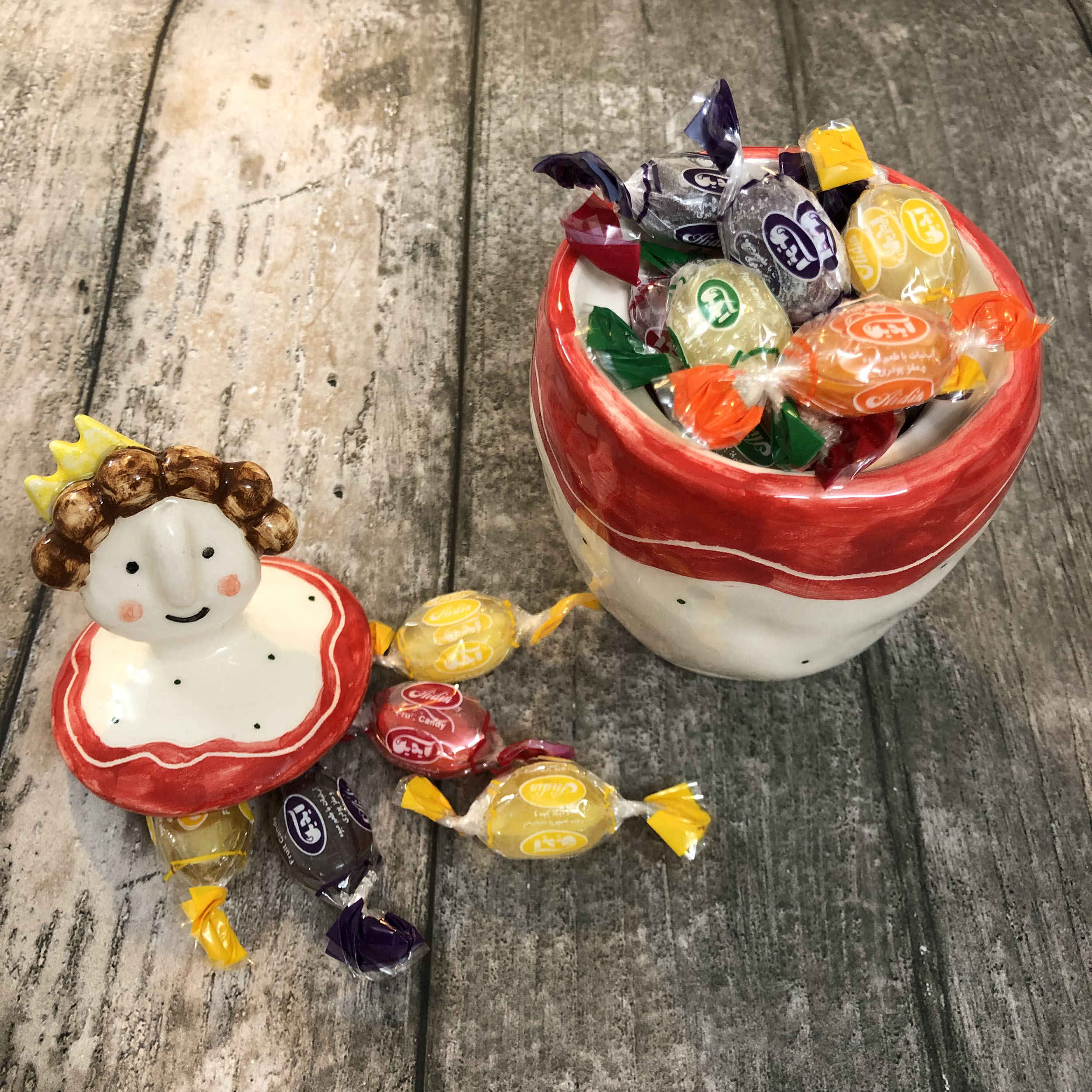 Ceramic Sugar Bowl with Lid Artistic Style Doll Queen