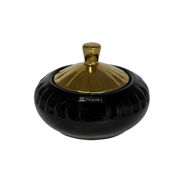 Ceramic Sugar Bowl with Golden Lid