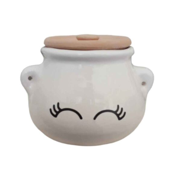 Ceramic Sugar Bowl with Lid Artistic Style Eyelash Pattern