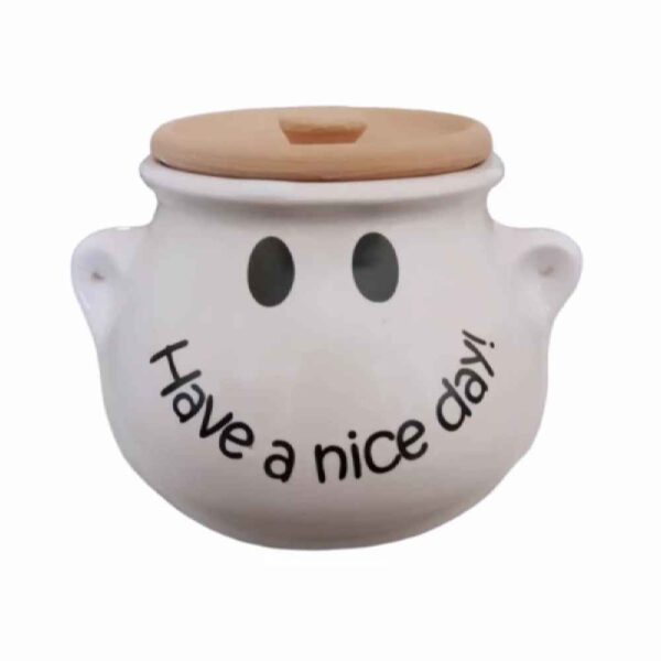 Ceramic Sugar Bowl with Lid Artistic Style Nice Day