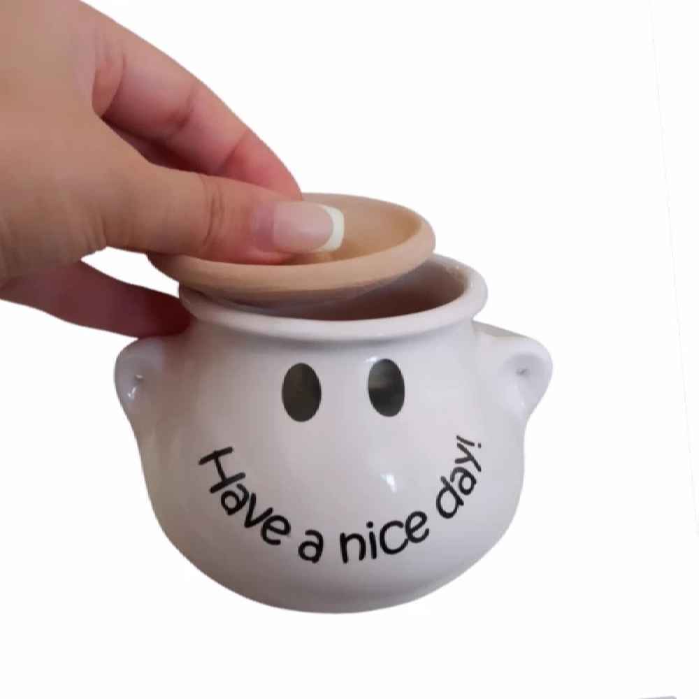 Ceramic Sugar Bowl with Lid Artistic Style Nice Day