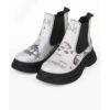 Graffiti Print Chelsea Boots – Synthetic Leather with Fish Pattern