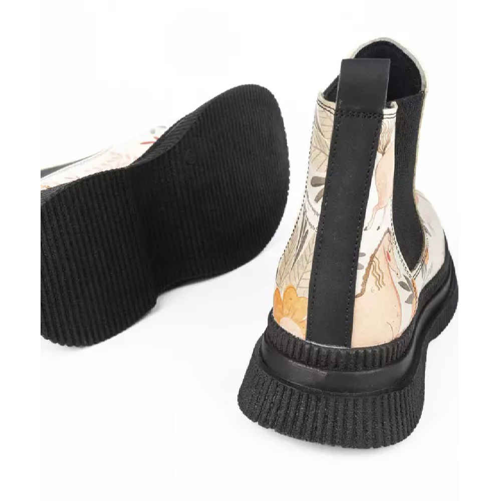 Graffiti Print Chelsea Boots – Synthetic Leather with Horse Pattern
