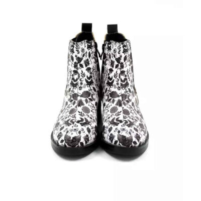 Graffiti Print Chelsea Boots – Synthetic Leather with Zipper