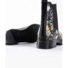 Graffiti Print Chelsea Boots – Synthetic Leather with Orange Flower Pattern