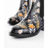 Graffiti Print Chelsea Boots – Synthetic Leather with Orange Flower Pattern