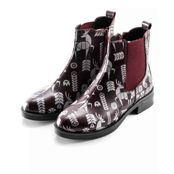 Graffiti Print Chelsea Boots – Synthetic Leather with Deer Pattern