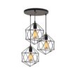 Metal Cluster Pendant Light with Metal Cage Lampshade Flush Mount