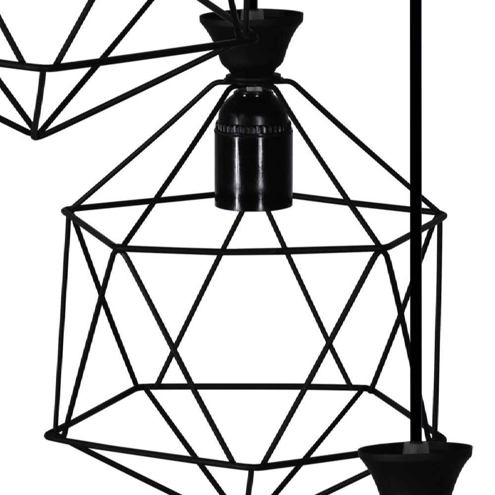 Metal Cluster Pendant Light with Metal Cage Shade Model Geometric