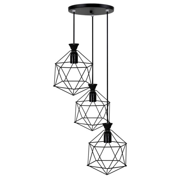 Metal Cluster Pendant Light with Metal Cage Shade Model Geometric