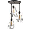 Metal Cluster Pendant Light with Metal Diamond Lampshade 3- Lights