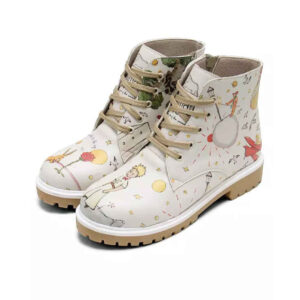 Combat Boots With Printed Synthetic Leather For Women