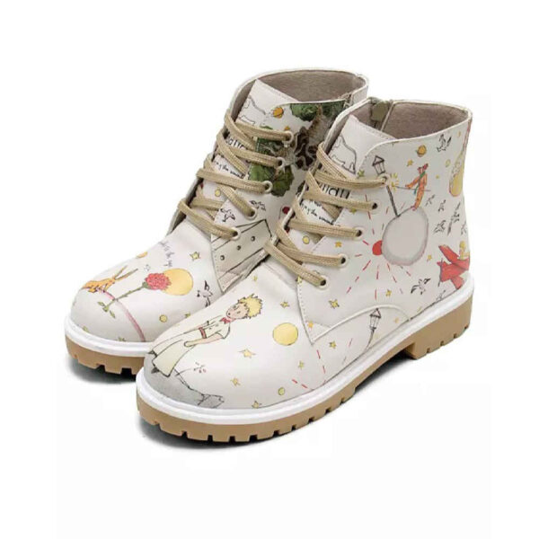 Graffiti Print Ankle Boot for Women – Synthetic Leather