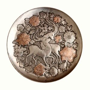 Decorative Copper Plate Hand-Engraved Design Inspired by Persian Art