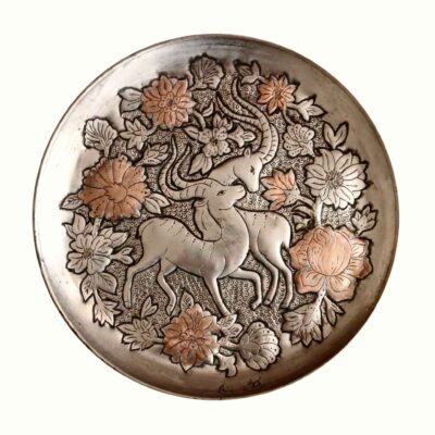 Persian Decorative Copper Engraved Plate Artistic