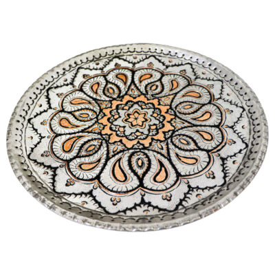 Persian Decorative Copper Engraved Wall Plate Intricate Design