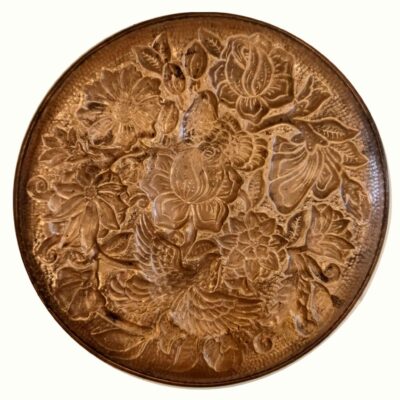 Persian Decorative Copper Engraved Wall Plate Floral Motifs