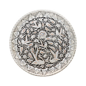 Decorative Copper Plate Hand-Engraved with Intricate Animal Design