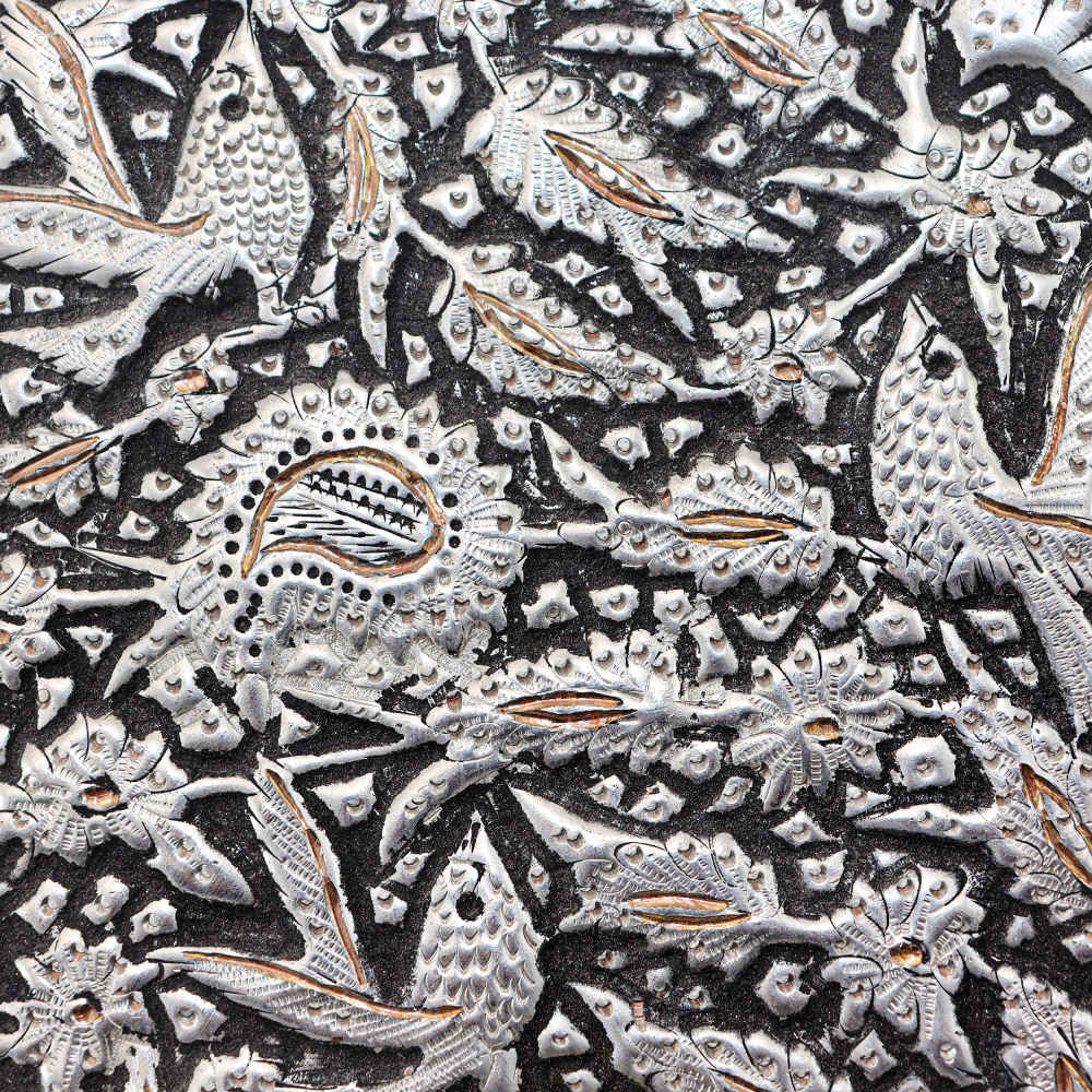 Persian Decorative Copper Engraved Wall Plate Intricate Animal Design