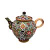 Decorative Pottery Teapot with Intricate Paisley Enameling Design