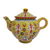 Decorative Pottery Teapot with Yellow Enameling Design