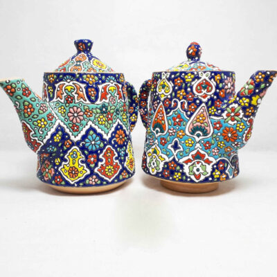 Decorative Pottery Teapot with ‌Blue Minakari Enameling Design