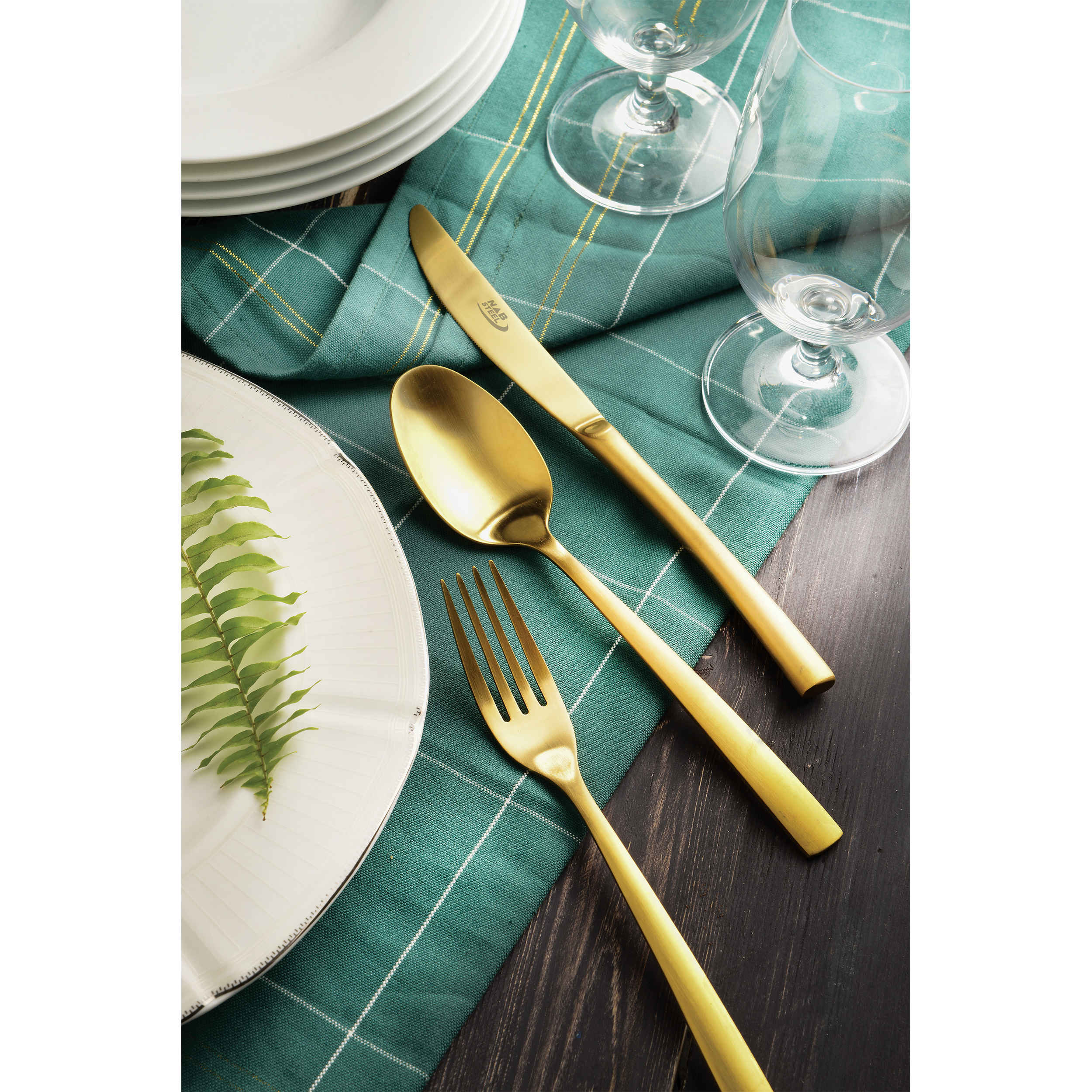 Spoon and Fork Flatware Set Dishwasher Safe 12 Pcs Model Gold