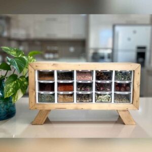 Drawer Storage Wooden with Base & 15-Cabinet Plastic Drawers