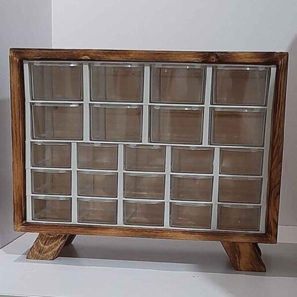 Elegant Wooden Box – Stylish Storage Solution with 23-Cabinet Plastic Drawers