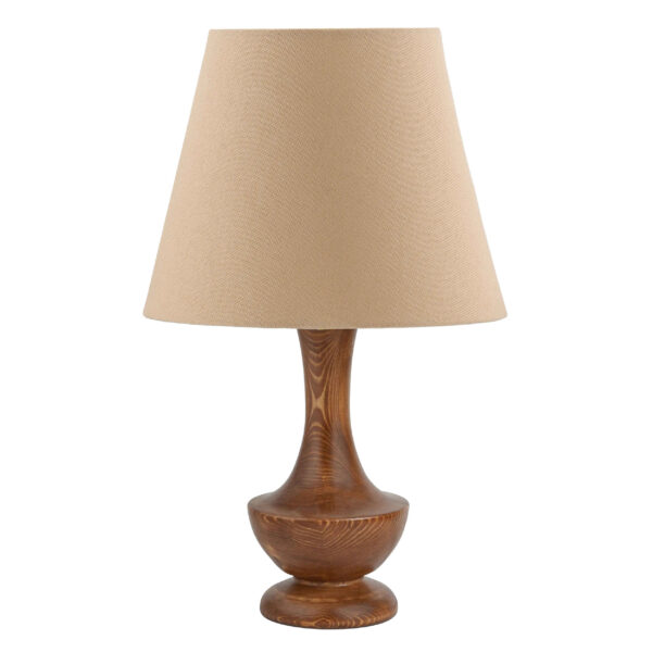 Accent Wooden Table Lamp With Fabric Lampshade Handcrafted Raha