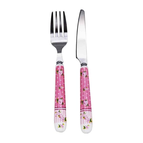 Fork and Knife Flatware Set with Ceramic-handled Model Floral