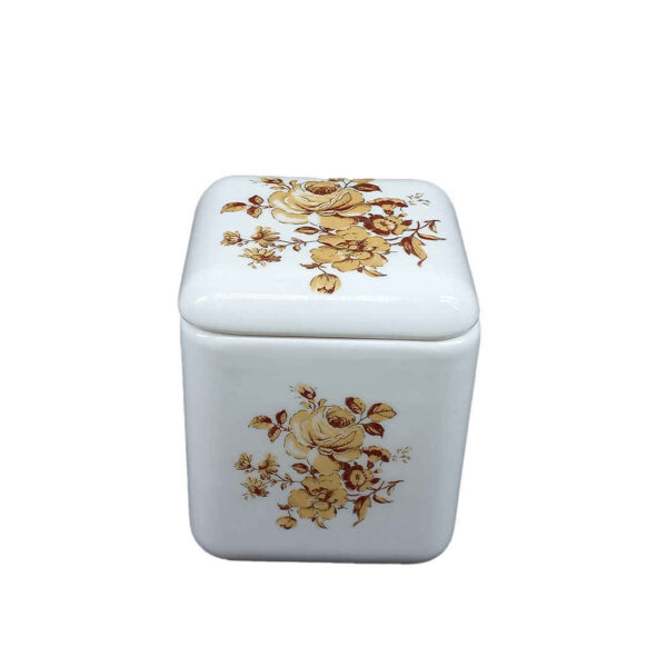 Ceramic Sugar Bowl with Lid Artistic Style Floral