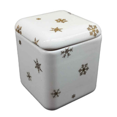 Ceramic Sugar Bowl with Lid Artistic Style Snow