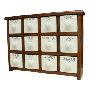 Hand-Made Wooden Drawer Storage with 12-Cabinet with Ceramic Drawers