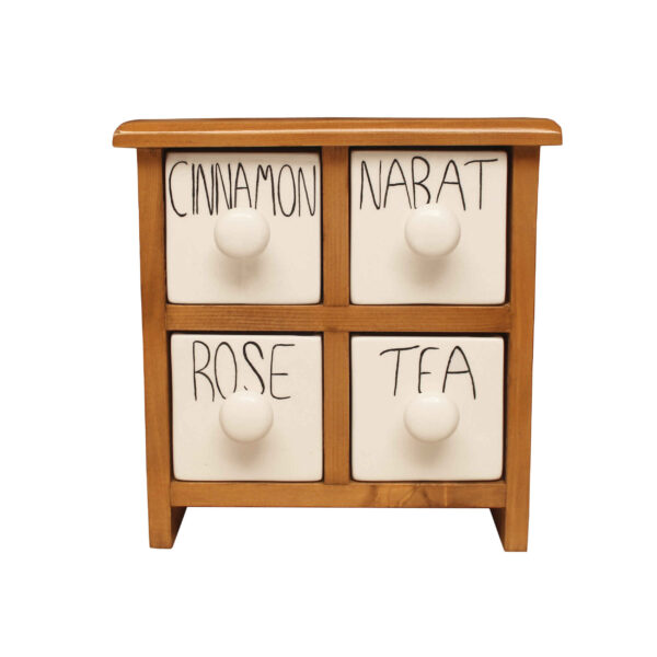 Handcrafted 4 Ceramic Drawers Chest with Wooden Box