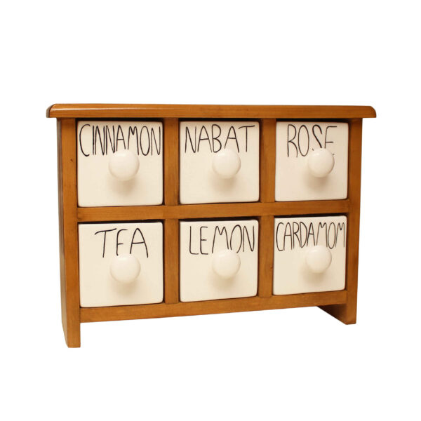 Handcrafted 6 Ceramic Drawers Chest with Wooden Box